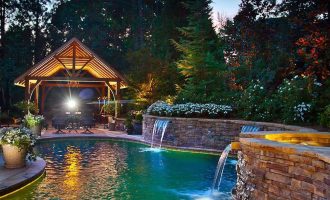 big swimming pool and water feature ideas