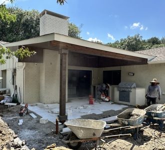 Keane BBQ, Travertine Patio, and Arbor in Dallas