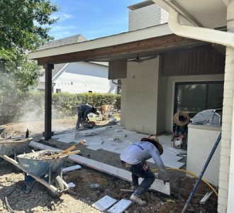 Keane BBQ, Travertine Patio, and Arbor in Dallas