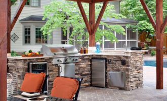 outdoor kitchen and stonework