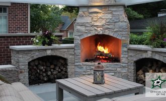 spring outdoor fireplace installation in dallas
